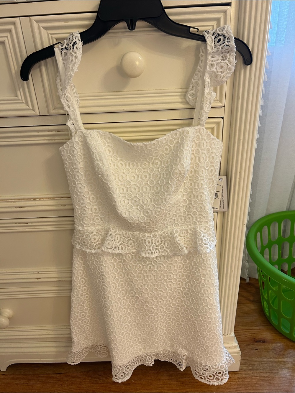 Aidan Mattox Ivory Lace Fit-and-Flounce Dress